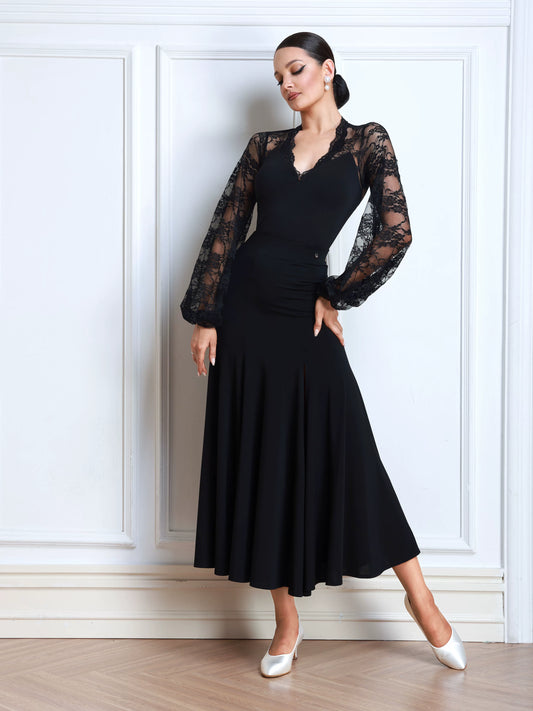TID women's high-end lace long-sleeved practice top and skirt B068/S042