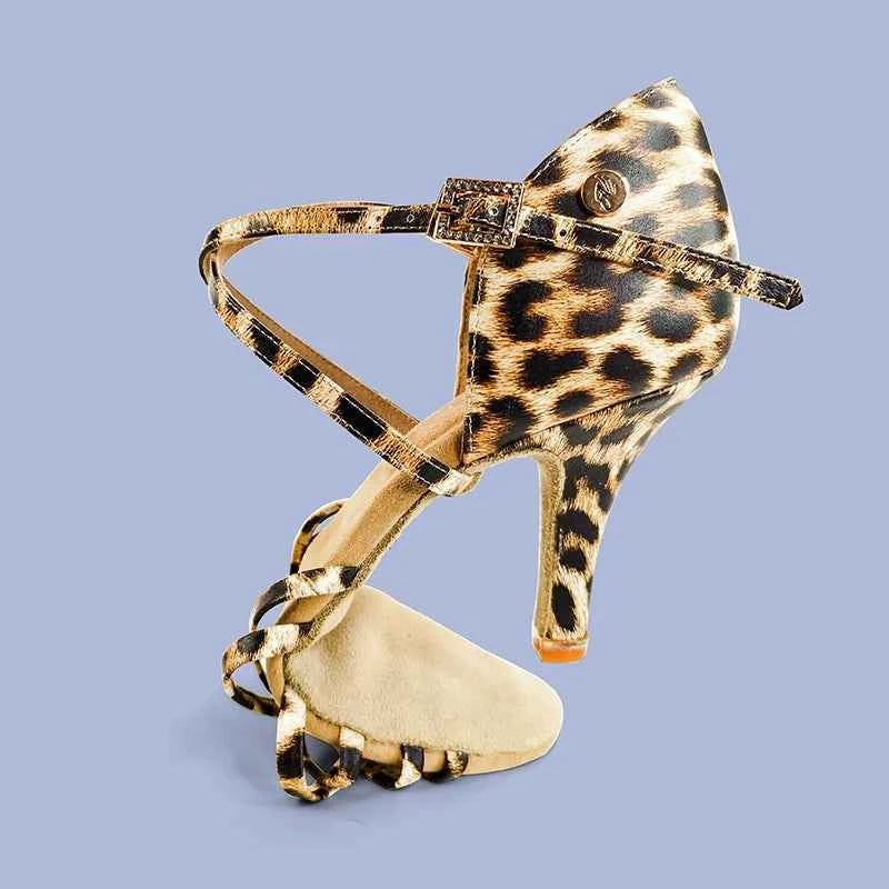 ABA Ladies Leopard Print Latin Dance Shoes Soft Sole