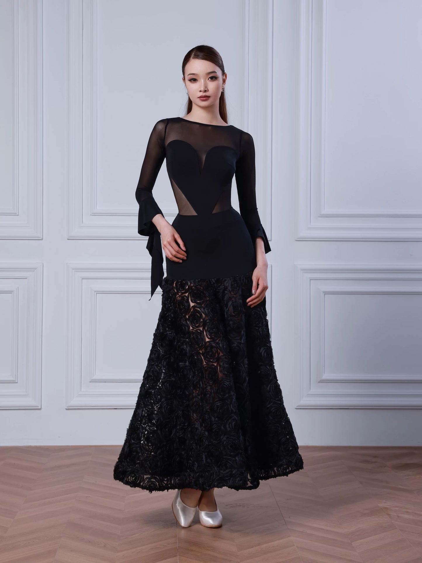 TID modern dance skirt new national ballroom dance skirt flower pendulum skirt high-end ballroom dance suit B079+S048