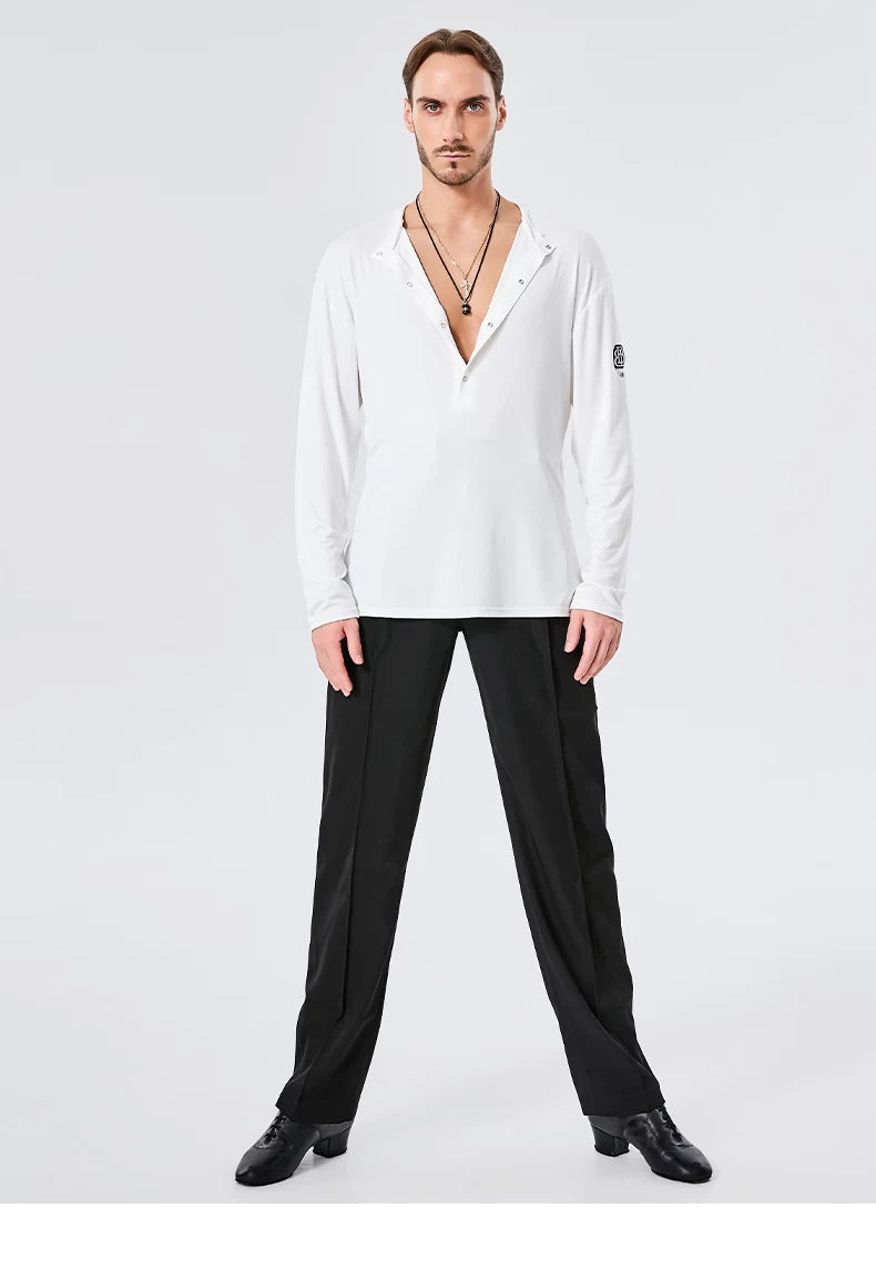 BOBO. L155 Boys Latin Dance Suit T-Shirt Men's Ballroom Dance Professional Training Latin Practice Suit Dance Top