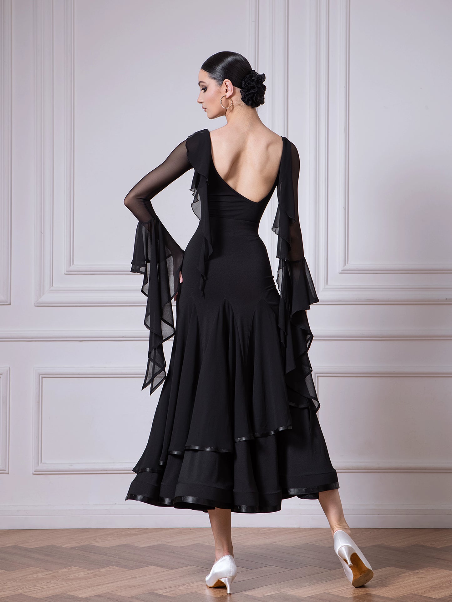 TID new high-end chiffon floating sleeve top professional women's national standard ballroom dance skirt