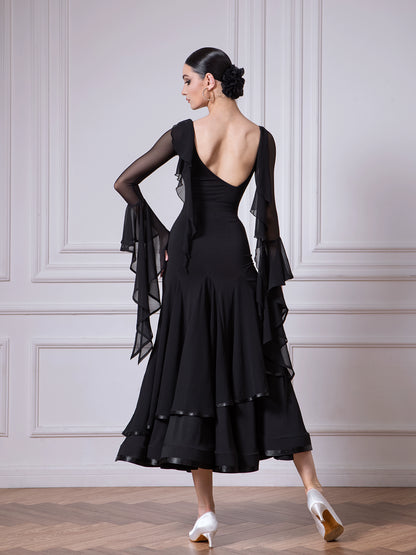 TID new high-end chiffon floating sleeve top professional women's national standard ballroom dance skirt