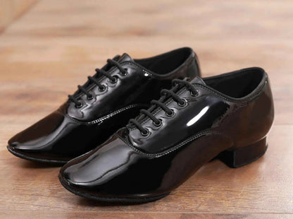 DRH-302 Men's Leather Ballroom Dance Shoes Low Heel Soft Sole Social Dance Waltz Dance