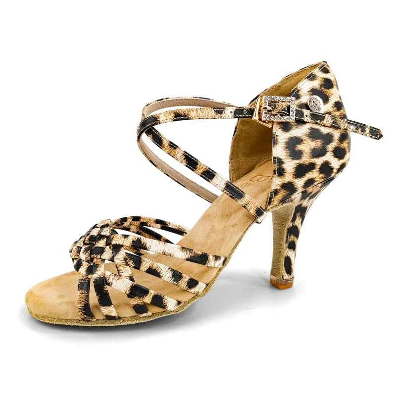 ABA Ladies Leopard Print Latin Dance Shoes Soft Sole