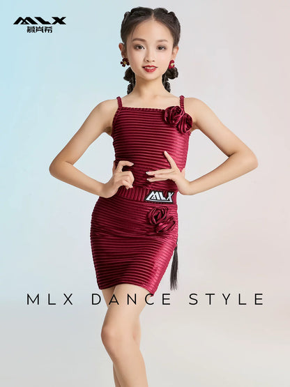 MLX 8212/8399 Children's Latin Dance Practice Suit Advanced Sense Children's Dance Training Performance Class Suit