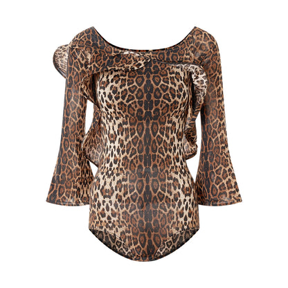 DUYQ "Leopard Hidden, Xia Ying" Modern 013 Lotus Leaf Edge One-piece Top Women's Modern Dance Practice Suit Professional