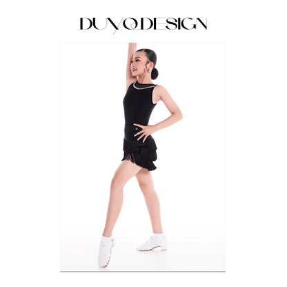 DUYQ children's style "Mountain Awakening Rain" 007 classic original top Latin dance girls practice clothes professional