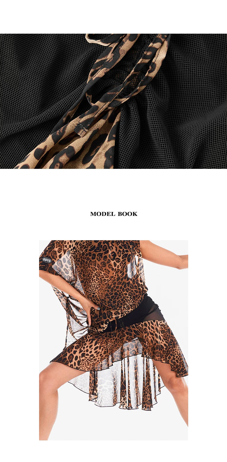 DUYQ "Leopard Girl" 012 Lotus Leaf Edge Drawstring Skirt National Standard Women's Professional Latin Dance Practice Suit