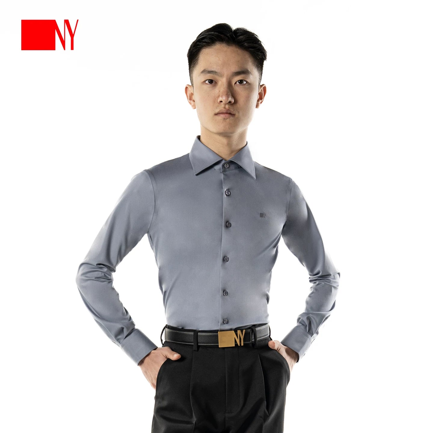 NY Dance Top Men's Long Sleeve Shirt Dance Suit National Ball Dance Adult Practice Dance Suit Men's 23110S