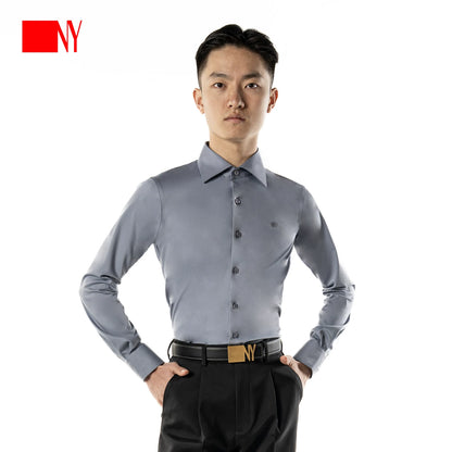 NY Dance Top Men's Long Sleeve Shirt Dance Suit National Ball Dance Adult Practice Dance Suit Men's 23110S
