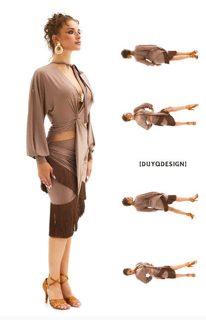 DUYQ [Polina-3] 010 Classic Original Design Top National Standard Women's Latin Dance Practice Performance Suit