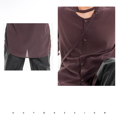 DUYQ "Men's Series" 007 streamer stand-up collar long-sleeved national standard men's Latin dance practice clothes professional