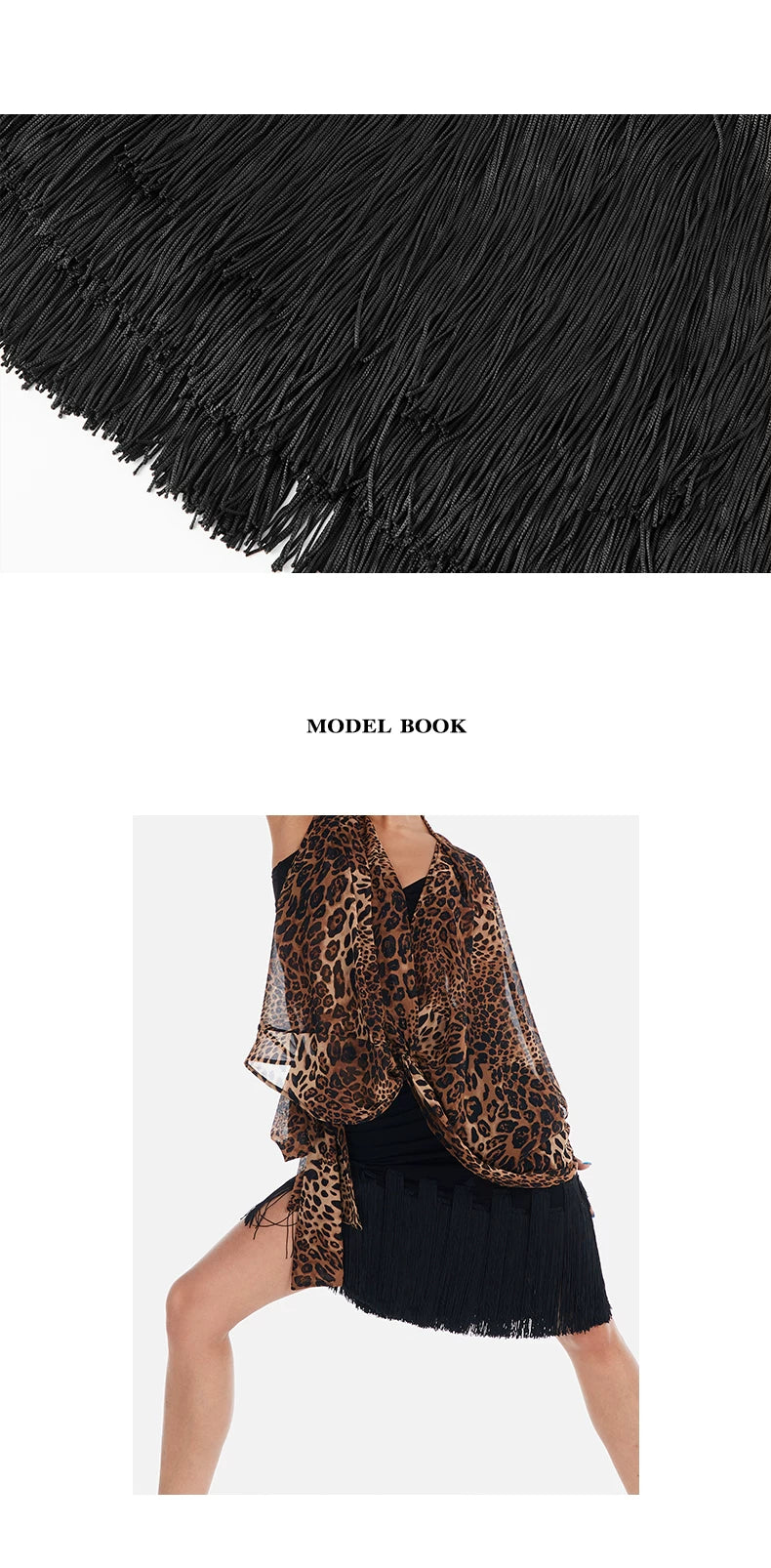DUYQ "Chasing Leopard Girls" 014 Tassel Strap Skirt National Standard Women's Professional Latin Dance Practice Suit New Product
