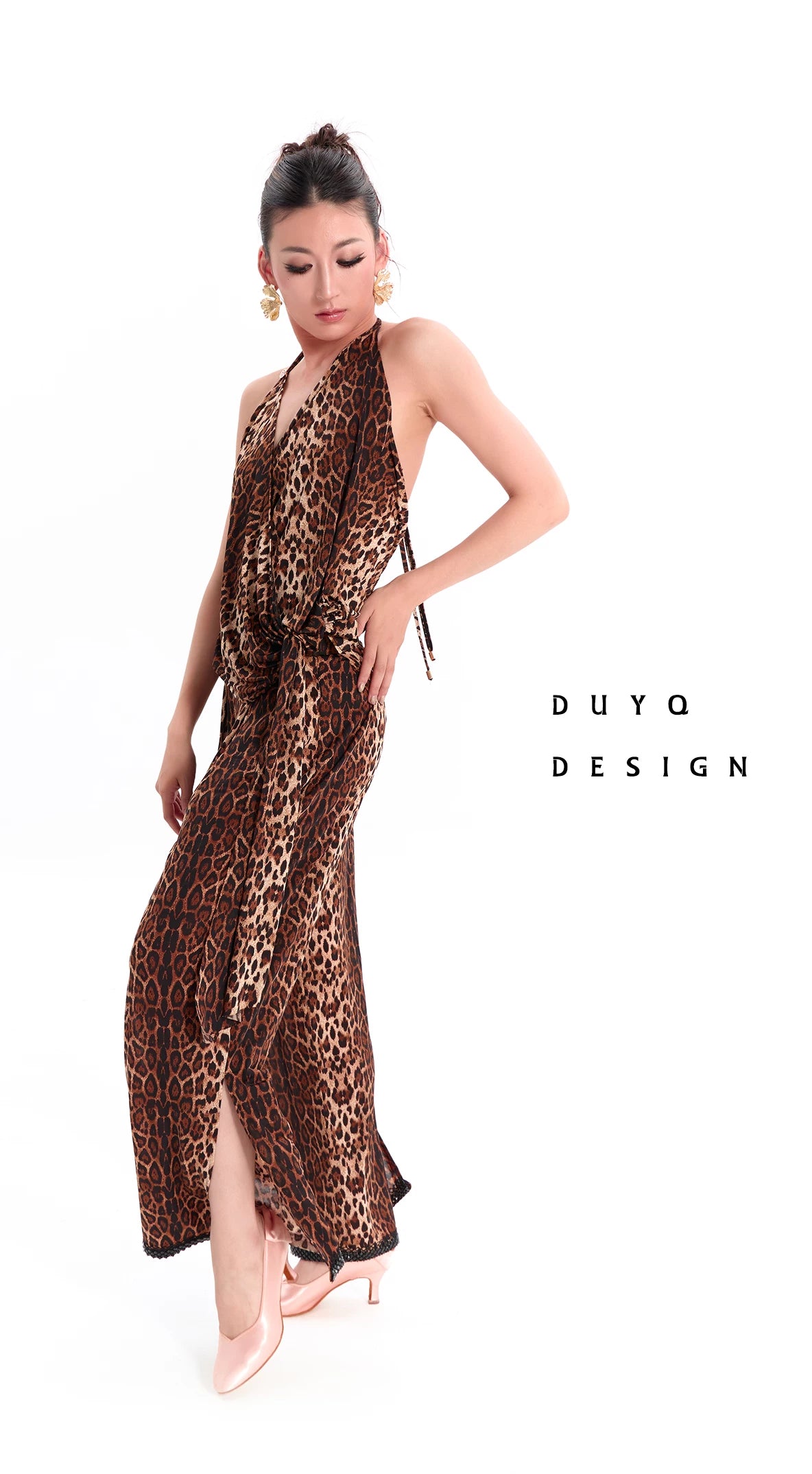 DUYQ "Leopard Hidden, Xia Ying" Modern 015 Neck Suspender Top National Standard Women's Modern Dance Practice Suit