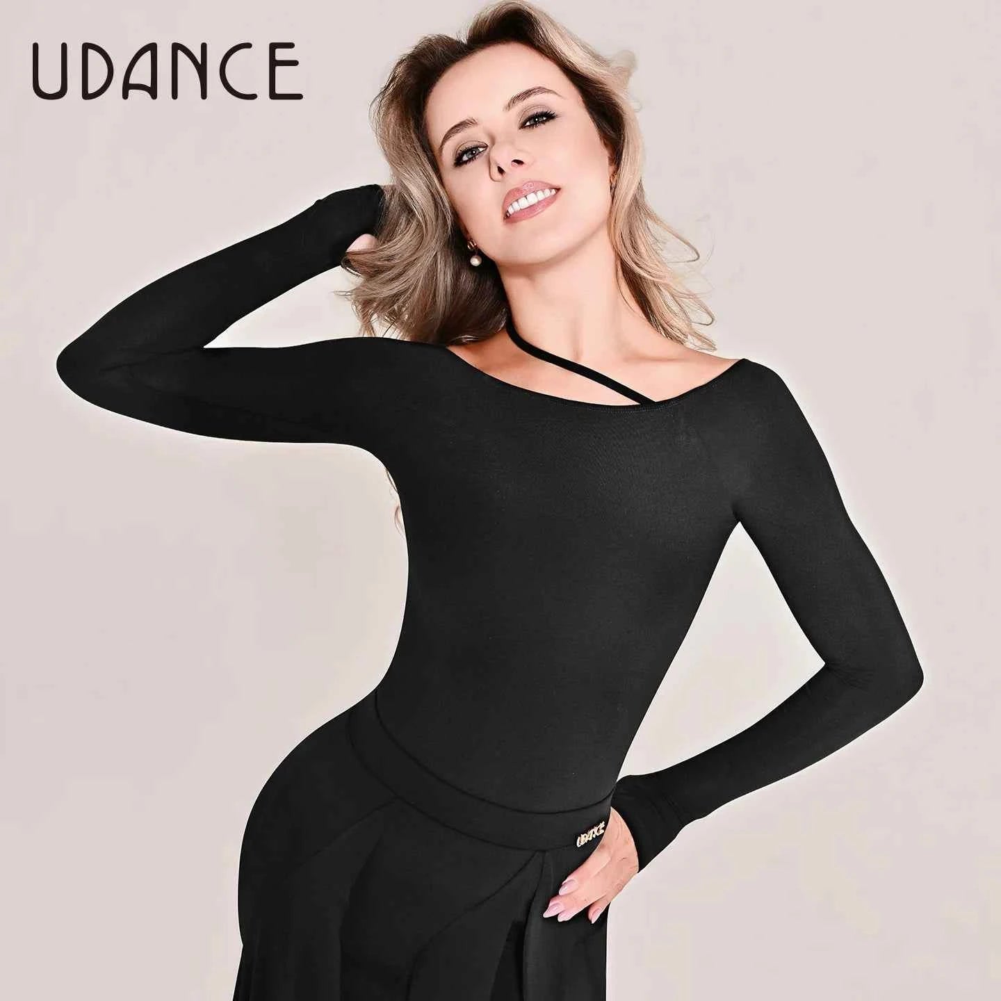 UDANCE Ballroom Long Sleeve Body Suit Long Sleeve Shoulder Body Suit High Waist Skinny Versatile AMD07