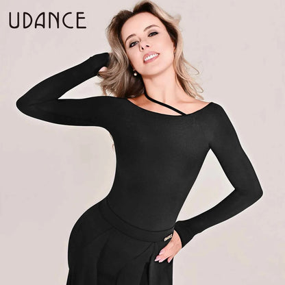 UDANCE Ballroom Long Sleeve Body Suit Long Sleeve Shoulder Body Suit High Waist Skinny Versatile AMD07