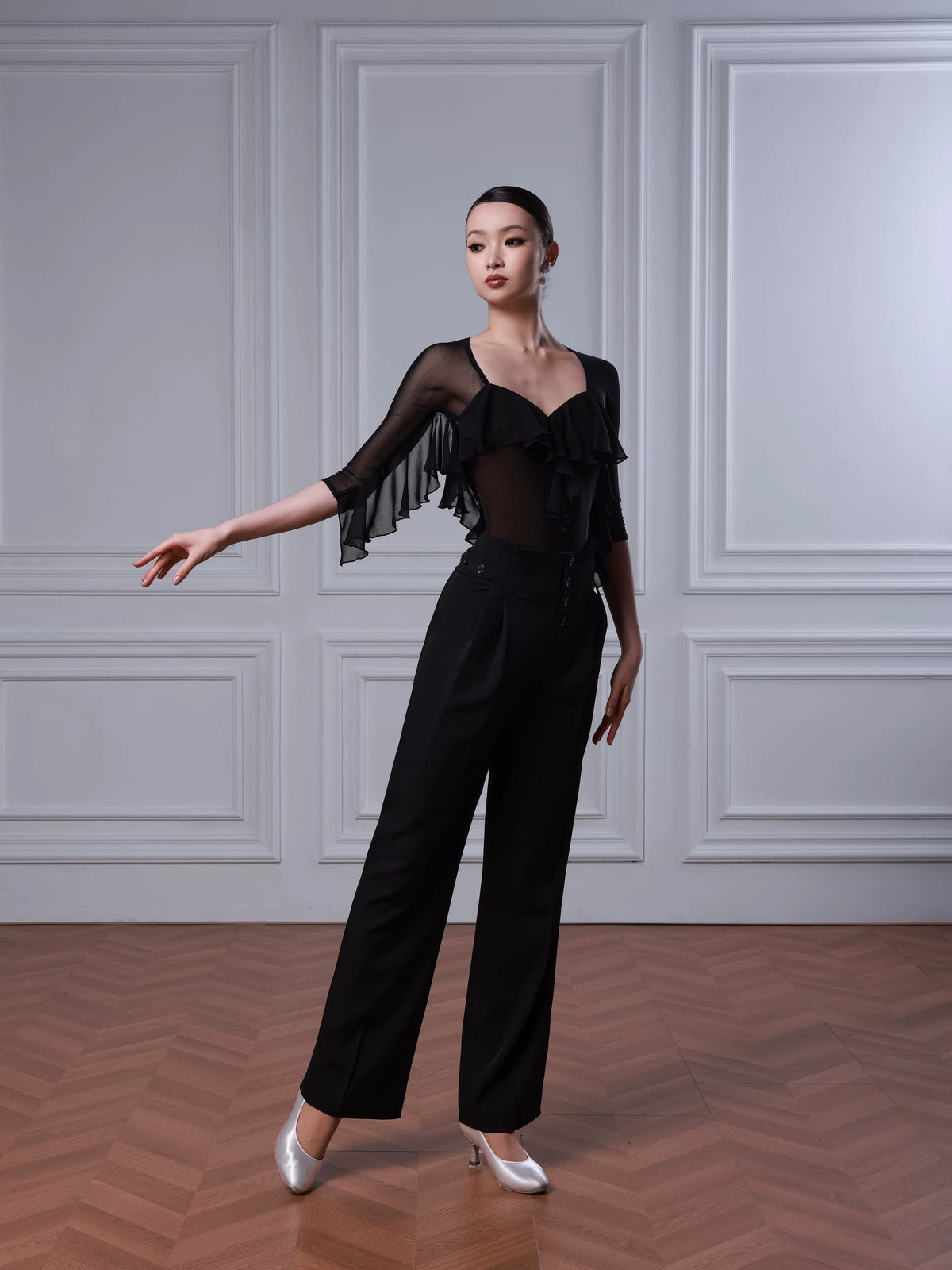 TID ruffle edge fashion dance clothes senior women's ballroom dance practice clothes B086/M001
