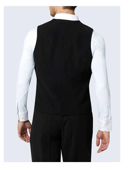 NY Fashion Men's Black Double-breasted Vest Latin Dance Ballroom Dance Training Suit Performance Suit 22114MJ