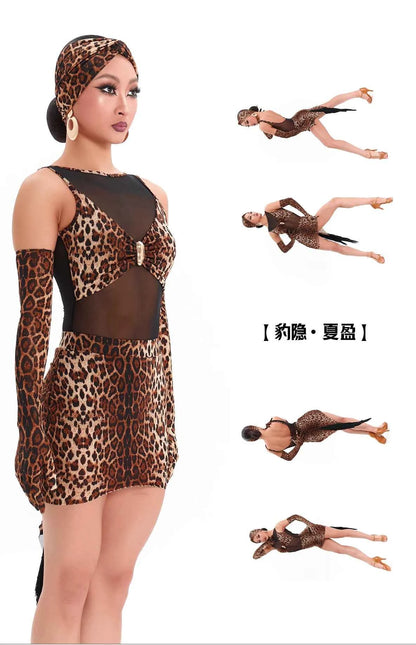 DUYQ "Leopard Hidden, Xia Ying" Latin 003 Basic Mesh Tube Top National Standard Women's Latin Dance Practice Suit - Mine·Jas