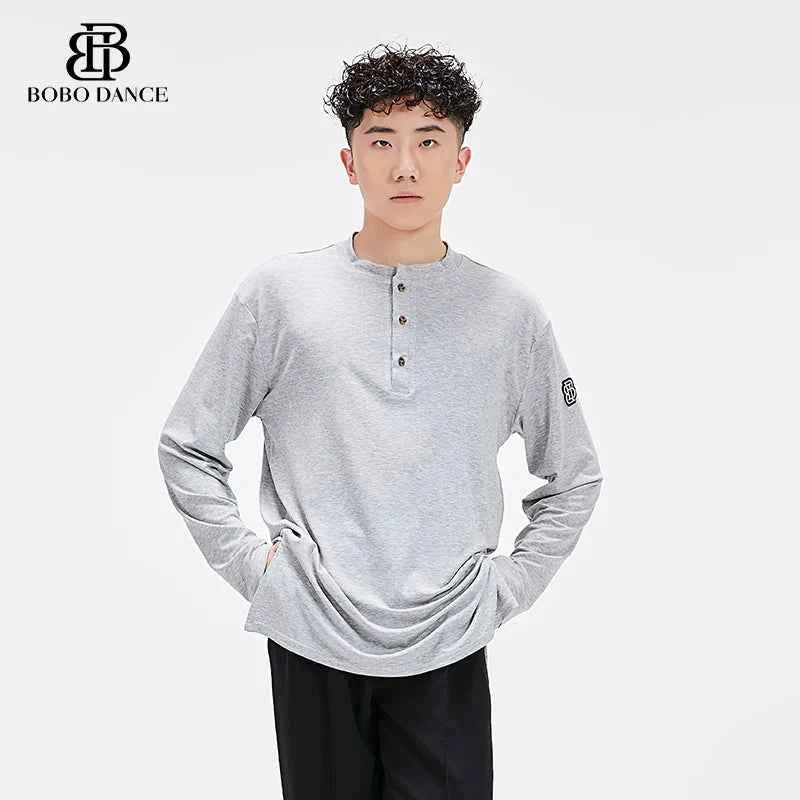 BOBO Boys Latin Dance Suit T-Shirt Men's Ballroom Dance Professional Training Latin Practice Suit Dance Top