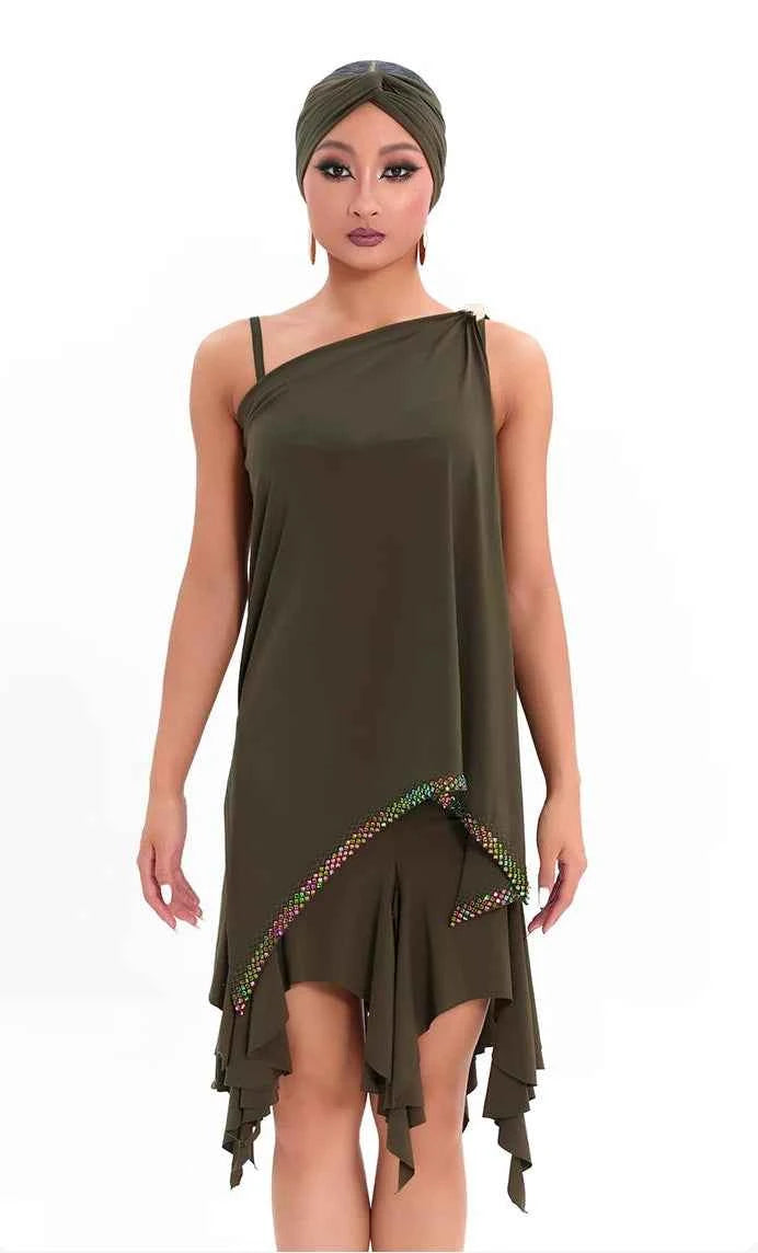DUYQ "Green Limited" 009 Original Classic Loose Top National Standard Women's Latin Dance Practice Suit Professional