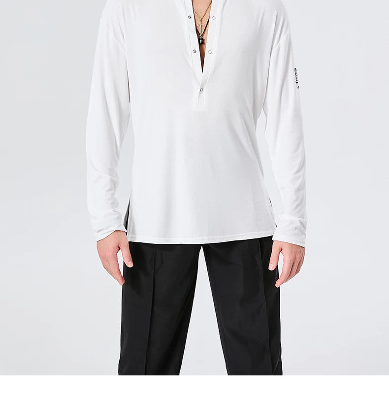 BOBO. L155 Boys Latin Dance Suit T-Shirt Men's Ballroom Dance Professional Training Latin Practice Suit Dance Top