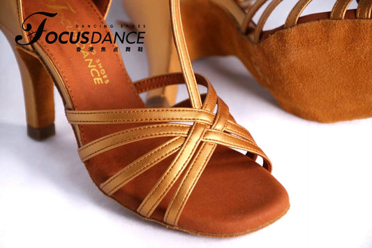 FocusDance Dance Shoes Latest Leather T straps Latin Shoes High Heels Competition Dance Practice