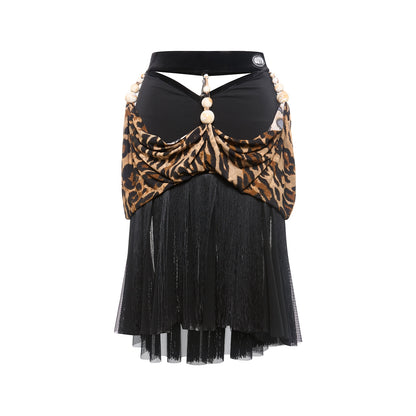 DUYQ [Polina] 004 beaded swinging pleated fringed skirt Latin women's practice performance clothes Professional class uniforms