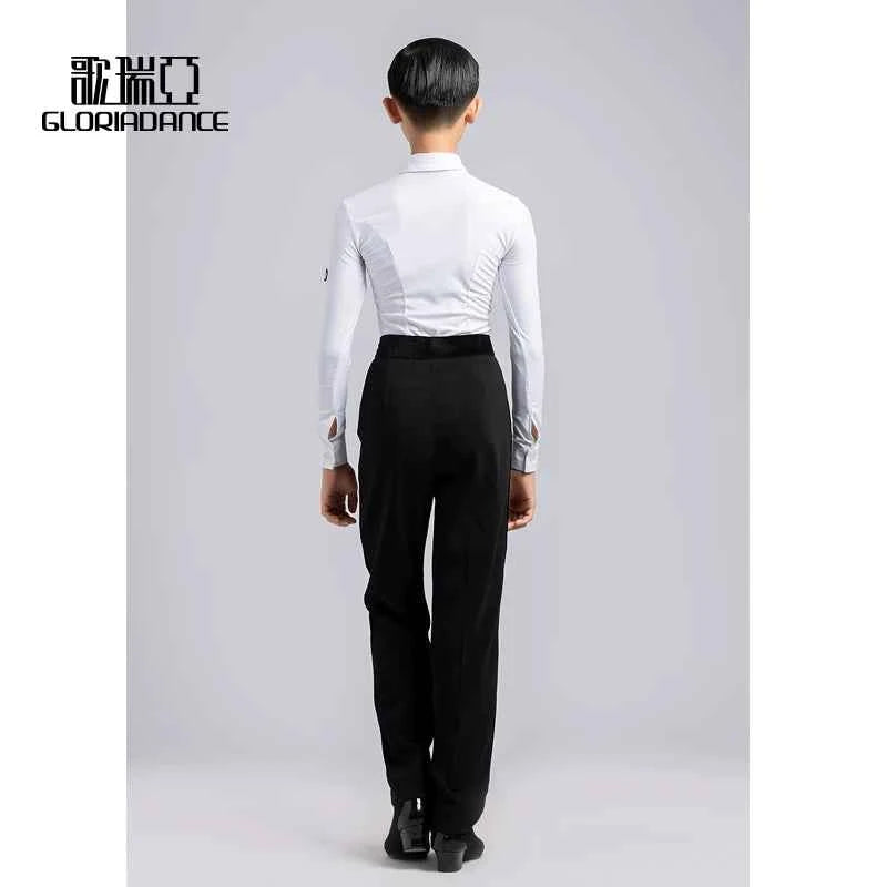 G.DANCE Children's Dance Costume Boys Latin Modern Dance White Shirt Trousers Performance Competition Regulations Uniform 5103