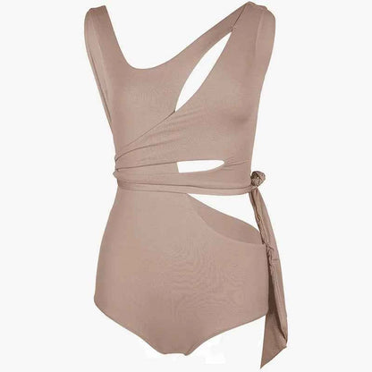 UDANCE Latin dance costume versatile bodysuit slanted shoulder hollow strap Latin dance practice clothes nude