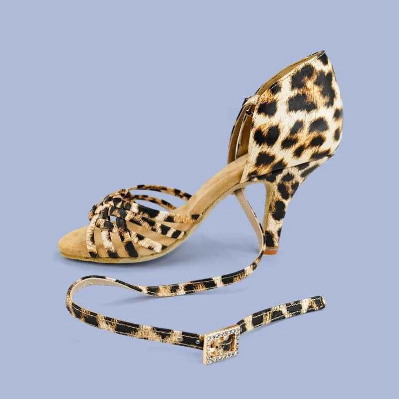 ABA Ladies Leopard Print Latin Dance Shoes Soft Sole