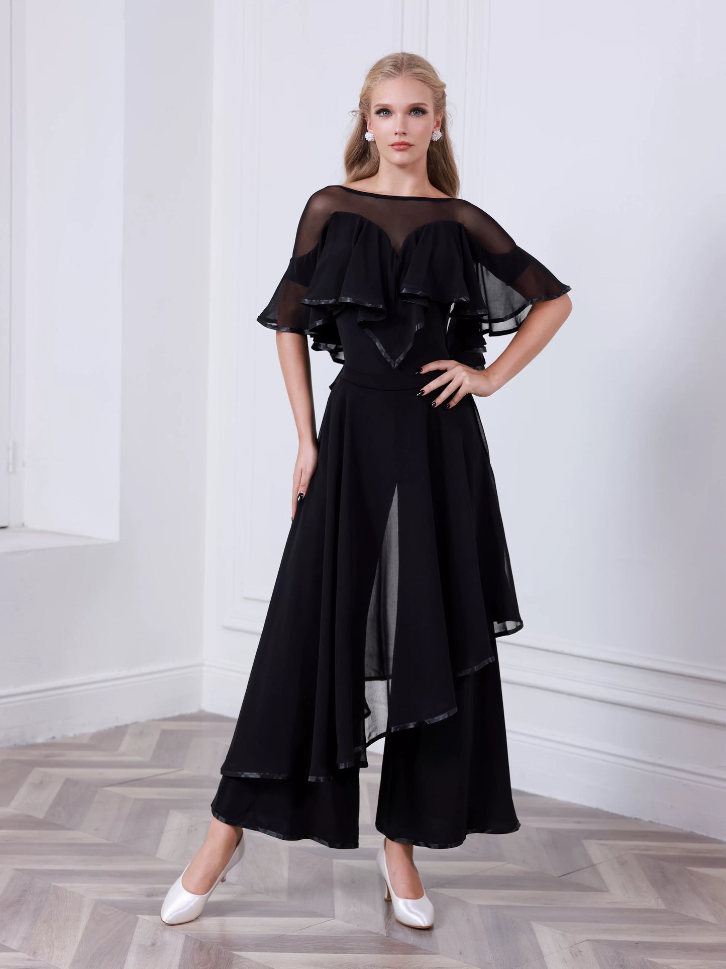 TID ballroom dance top and Culotte skirt high-end ballroom dance suit B061/S040