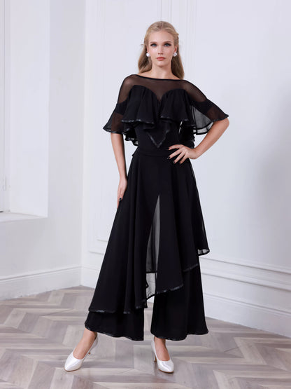 TID ballroom dance top and Culotte skirt high-end ballroom dance suit B061/S040
