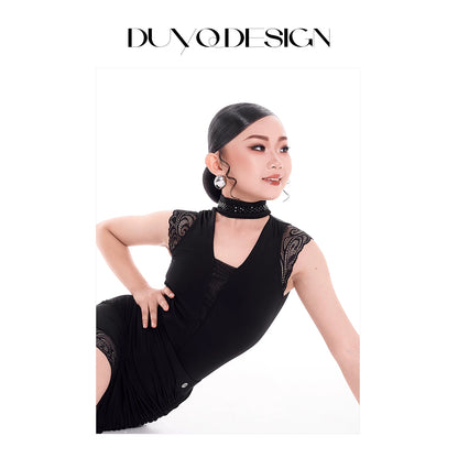 DUYQ children's style "Mountain Awakening Rain" 009 original lace one-piece top Latin dance girls practice clothes