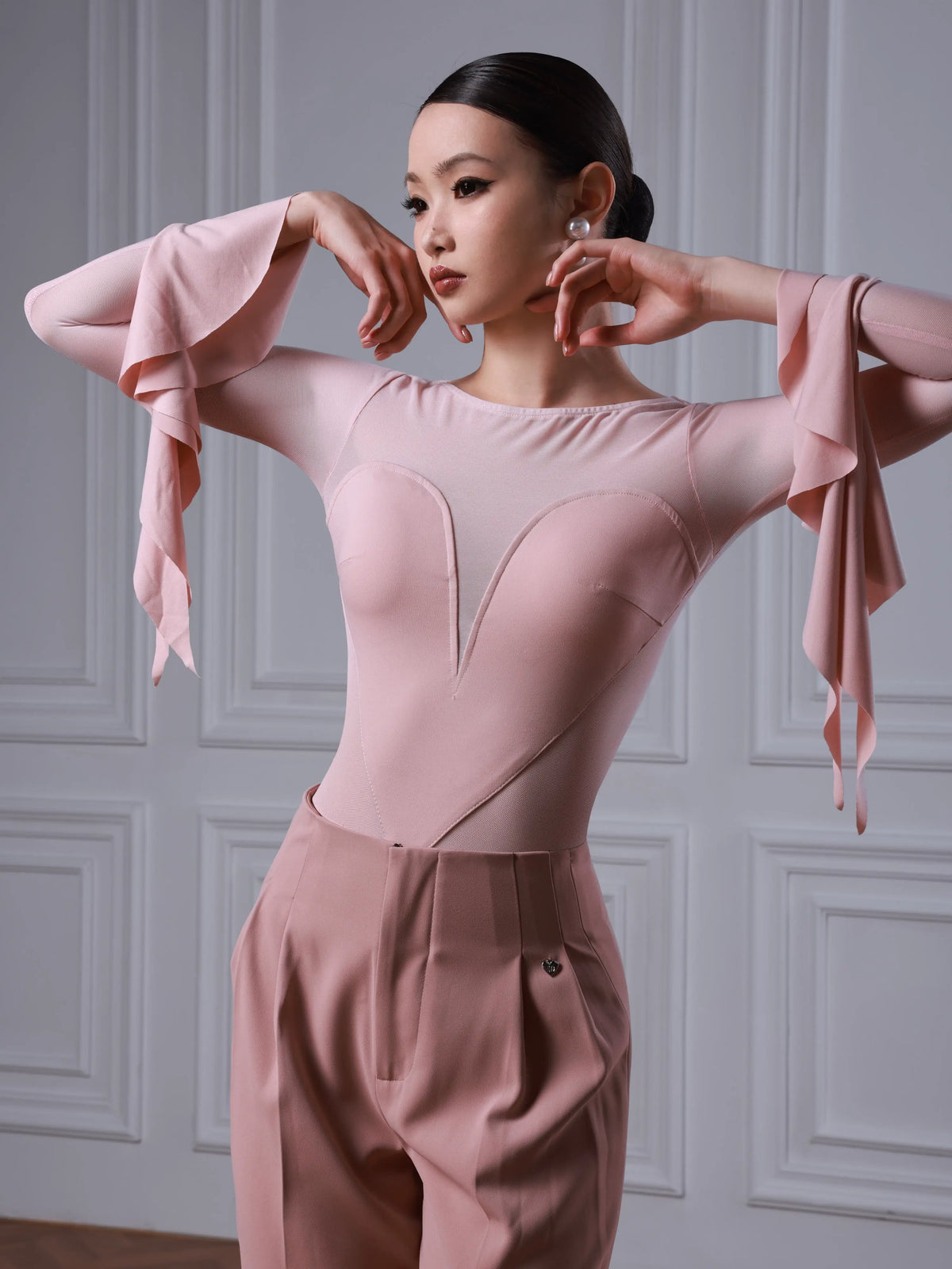 TID modern dance suit new long-sleeved one-piece top professional women's ballroom dance practice clothing B079/K019
