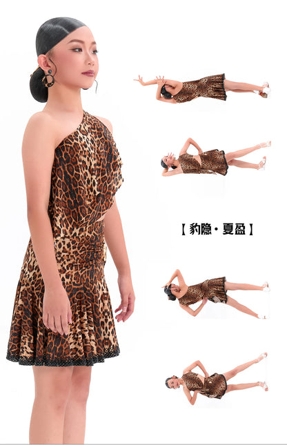 DUYQ children's style "Leopard Hidden Xia Ying" 008 streamer tube top Latin dance girls practice clothes - Mine·Jas