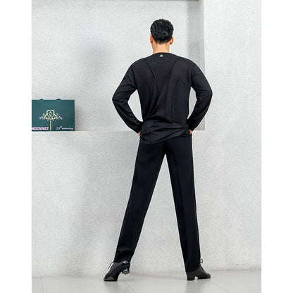 DONG XIN.NY834 Dance Suit [Rhythm Dancing] Latin Dance Tencel Long Sleeve Top Key-type Breasted Practice Suit