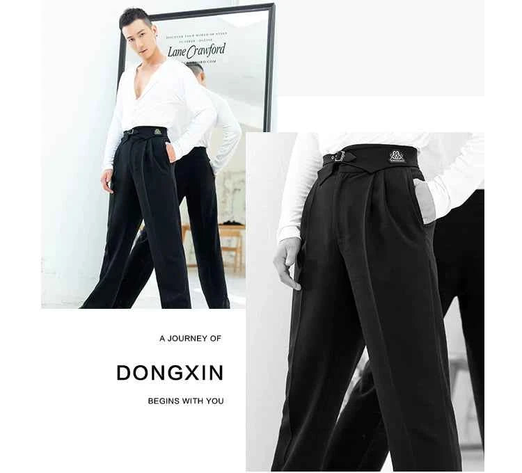 DONGXIN Men's Belt Design High Waist Radish Pants Straight Pants Practice Pants NK560