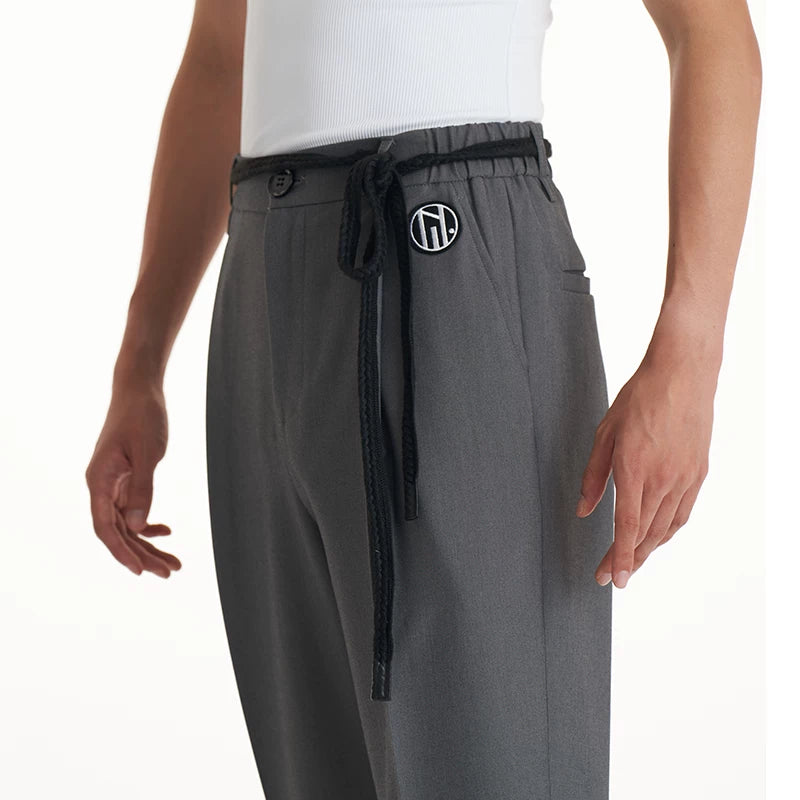 DUYQ Men's Series 009 Elastic Drawstring Straight Pants Latin Dance Practice Suit Advanced Professional