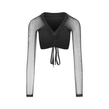 DUYQ children's style "Mountain Awakening Rain" 001 pleated top long-sleeved Latin dance girls' practice clothes professional
