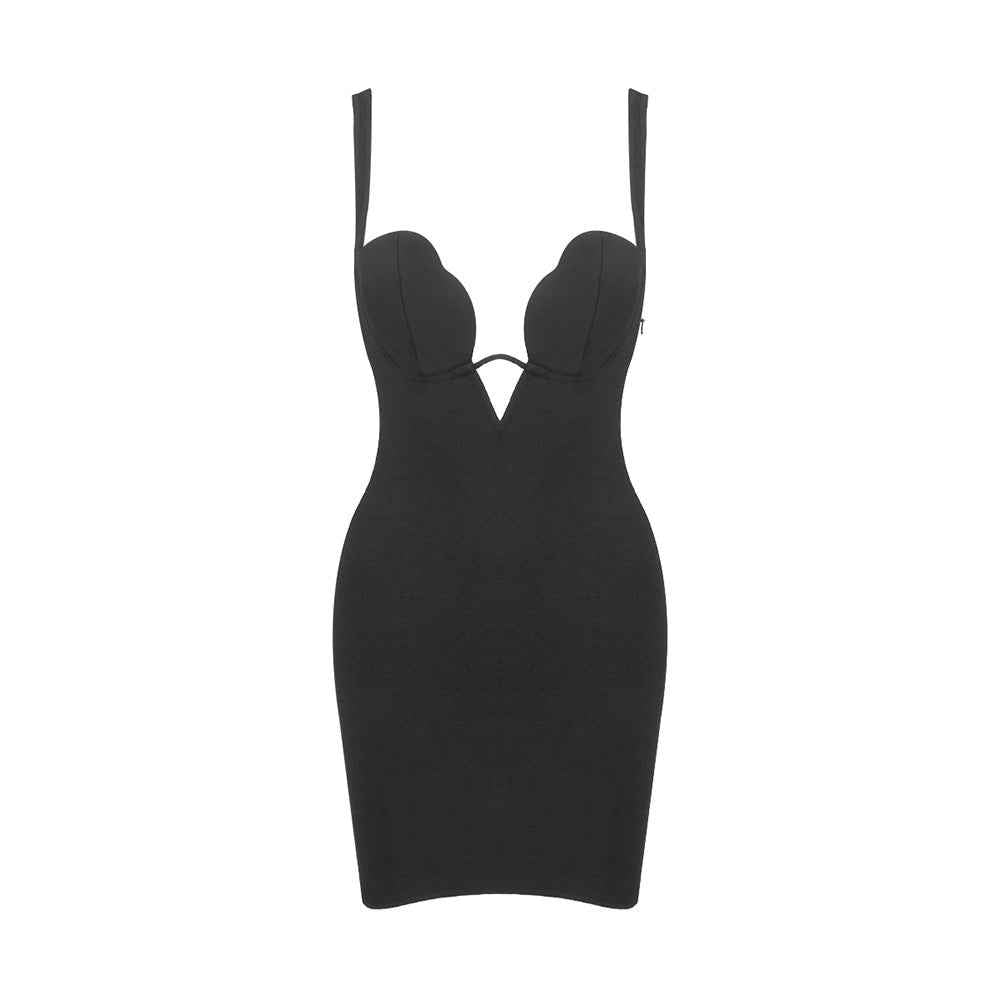 BD2554 Deep V suspender dress