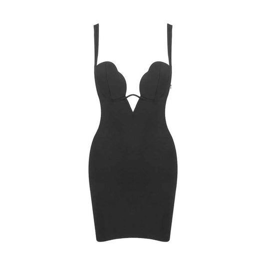 BD2554 Deep V suspender dress