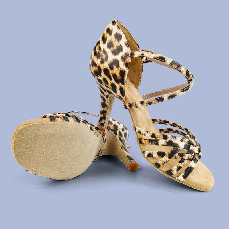 ABA Ladies Leopard Print Latin Dance Shoes Soft Sole