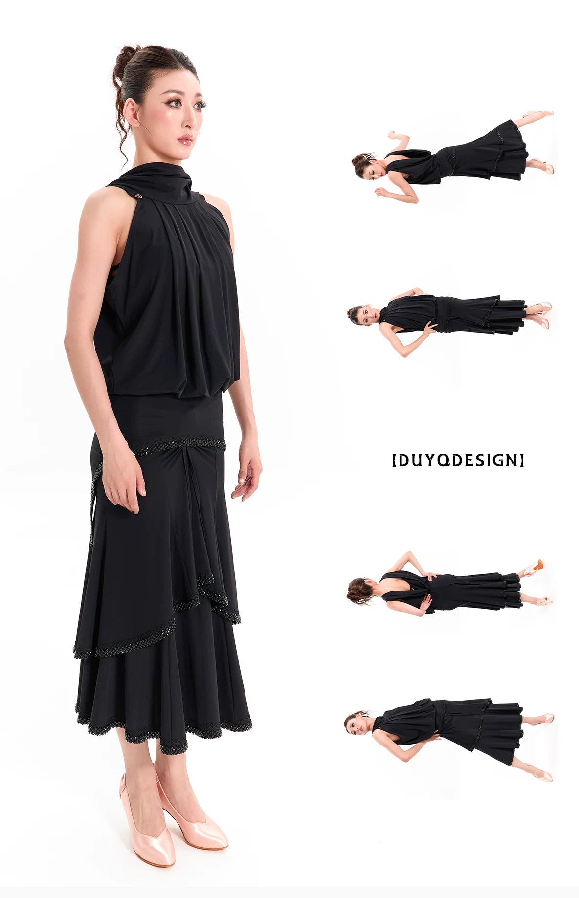 DUYQ "Mountain Awakening Rain Modern" 005 Classic Halter Buttocks Top National Standard Women's Modern Dance Practice Suit