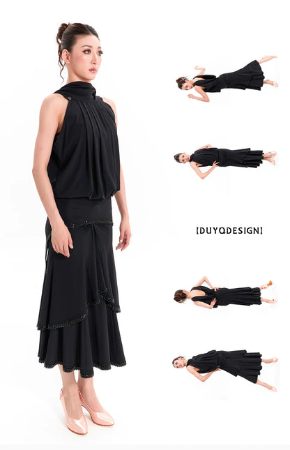DUYQ "Mountain Awakening Rain Modern" 005 Classic Halter Buttocks Top National Standard Women's Modern Dance Practice Suit