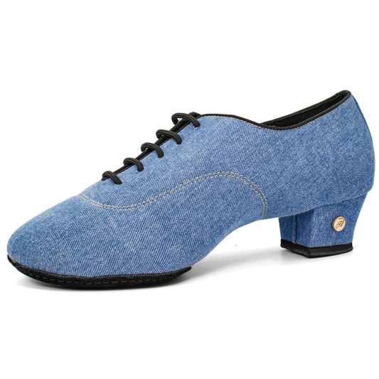 ABA Latin dance shoes professional men's adult high-end dance shoes blue denim national standard soft-soled dance shoes AL9723