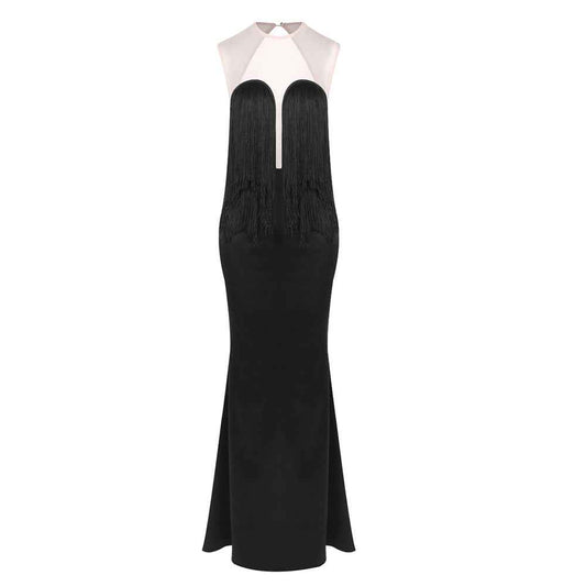 Z0058 V-neck slim long dress