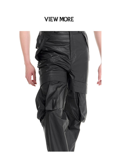 DUYQ "Men's Series" 009 Glossy deconstruction three-dimensional big pocket straight trousers Latin dance clothes professional