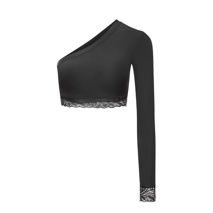 DUYQ children's style "Mountain Awakening Rain" 003 classic slanted shoulder short Latin dance girls' practice clothes professional