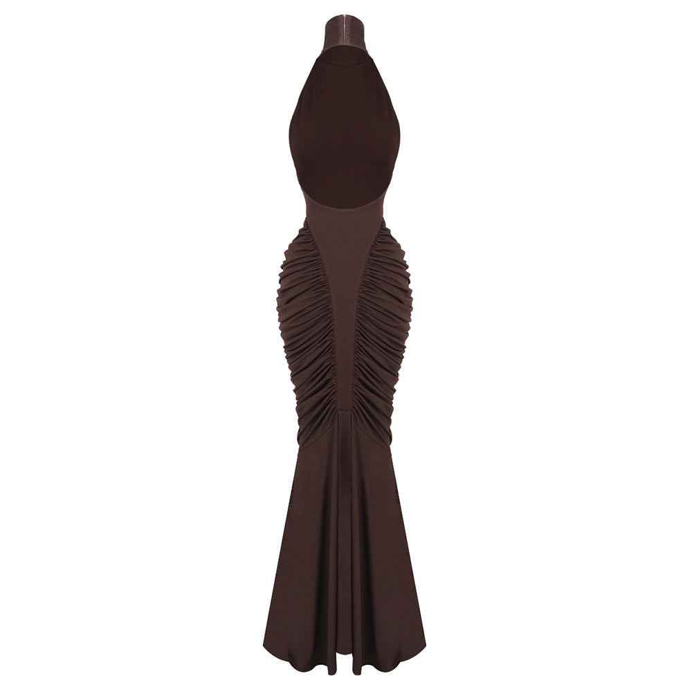 Z0069 High collar halter neck slim long skirt